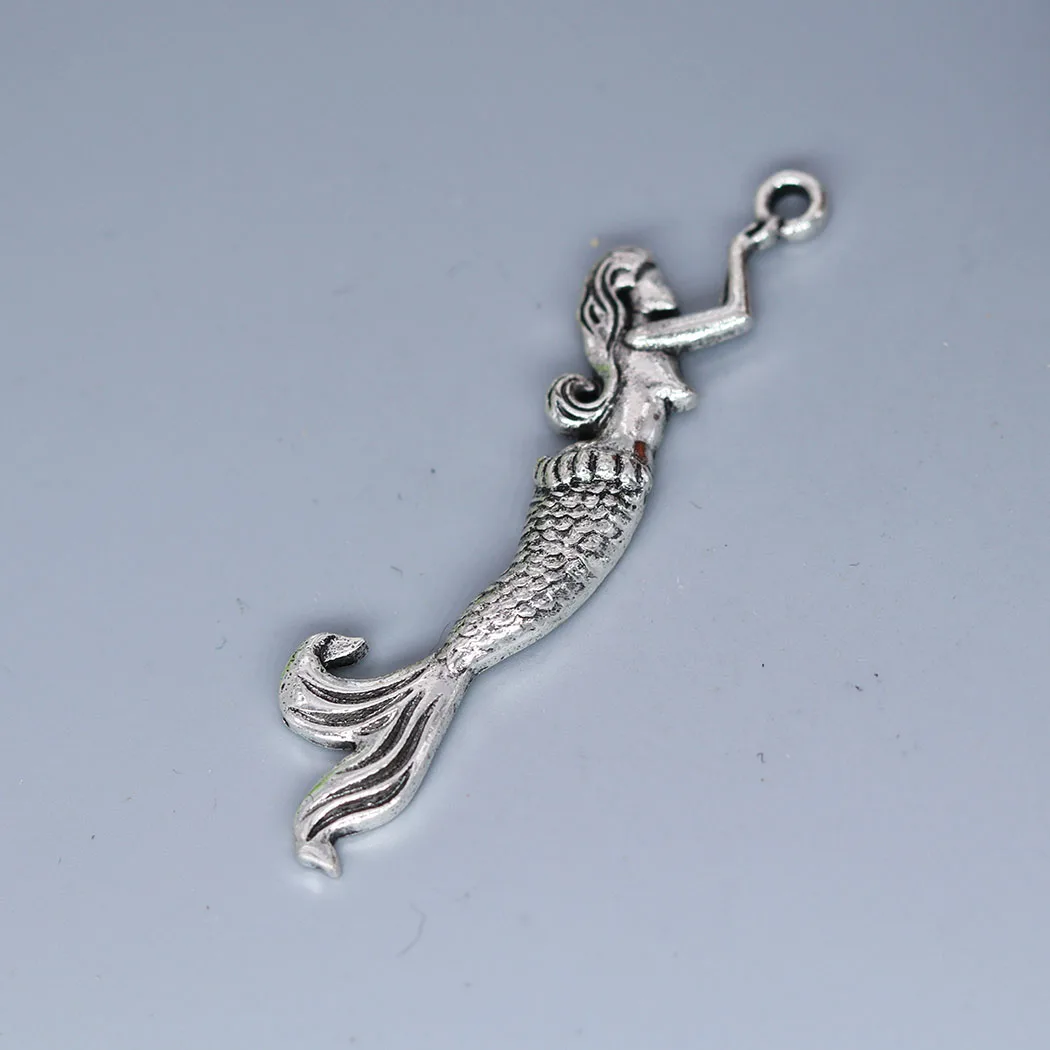 2Pcs/lot Mermaid Siren Seaman Charm Pendant For DIY Necklace Handmade Jewelry Making