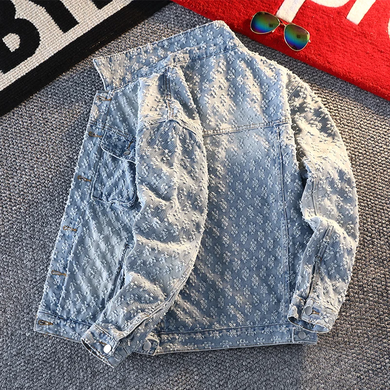 New 2026 Men's Denim Jacket Autumn Spring American Style Design Casual Loose Fit Pocket Decorated Windproof Long Sleeve Coat