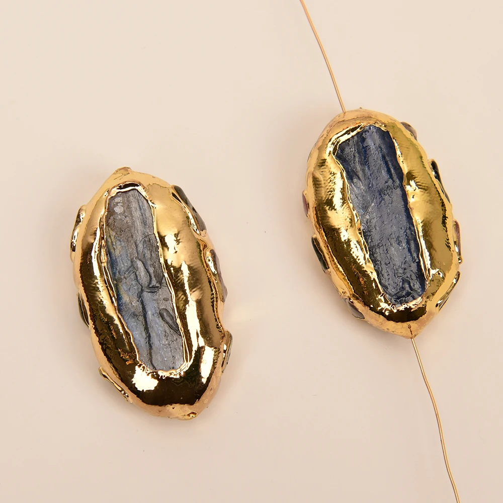 

APDGG 5 Pcs Big Blue Kyanite Tourmaline Spacer Beads Connector Jewelry Pearl Necklace Pendant Jewelry DIY