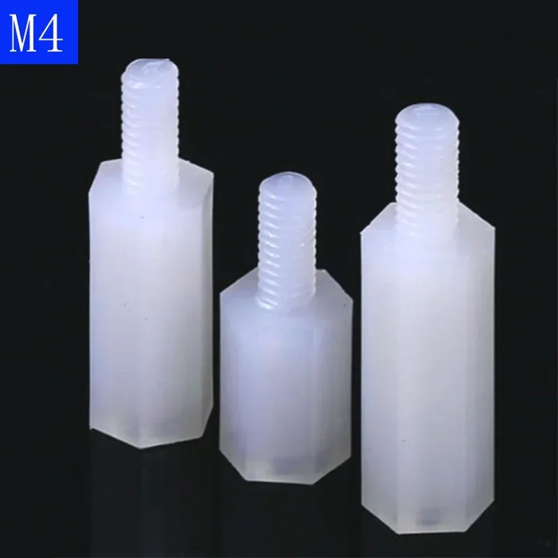 M4 + 6mm White Male-Female Nylon Spacer M3 Hex Column Standoff Support Screws Nut Spacing screws Circuit board