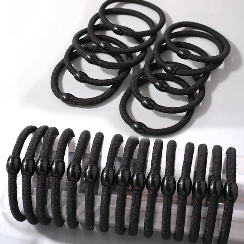 100/200 Stück Verstärkte Hochelastische Schwarze Haargummis für Damen, Stilvolle Einfache Haarbänder, Langlebige Haarbänder für Erwachsene – Detail 1