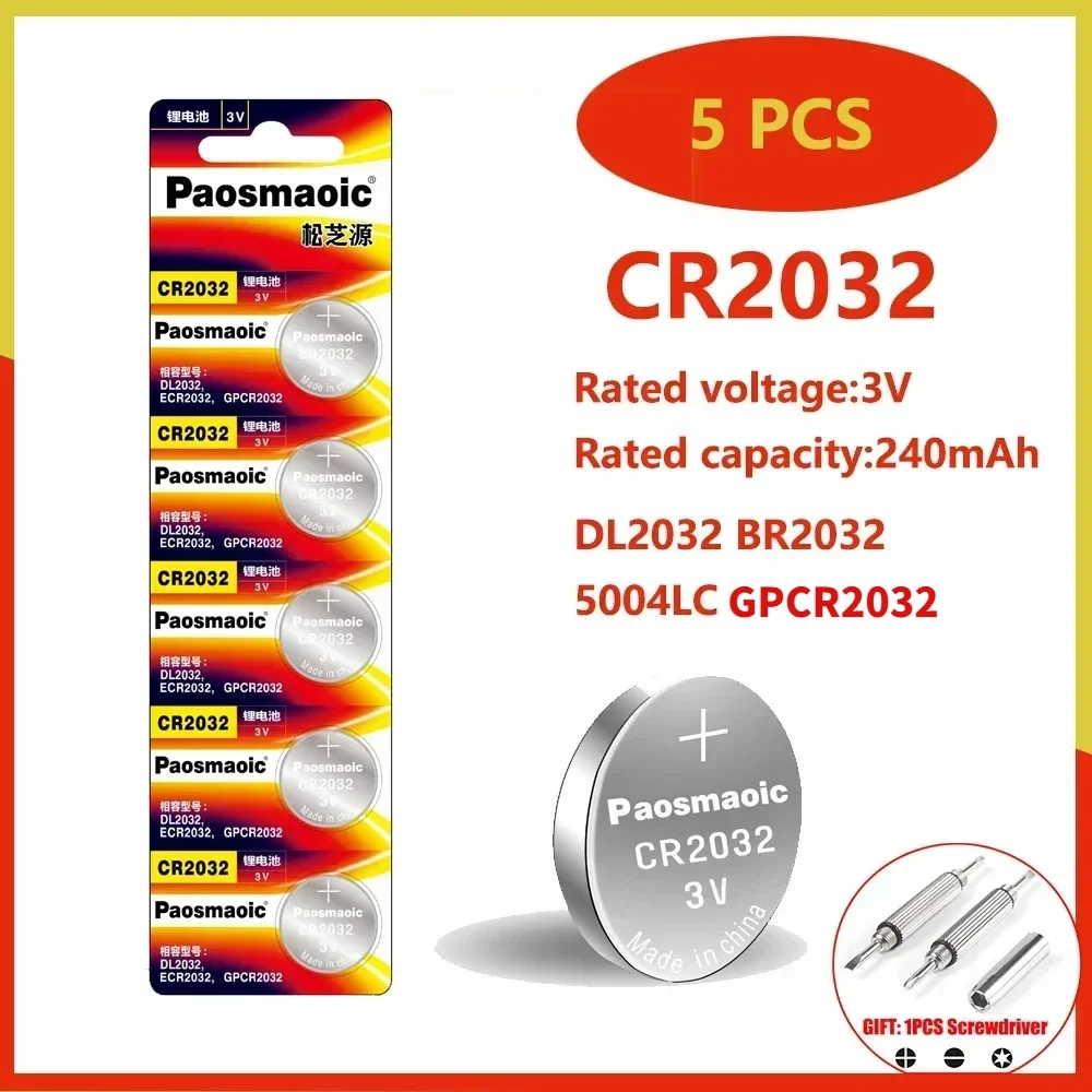 

5pcs CR2032 3V Lithium Battery DL2032 BR2032 5004LC cr 2032 button cell for watch, toys, car key watch Coin Cell batteries