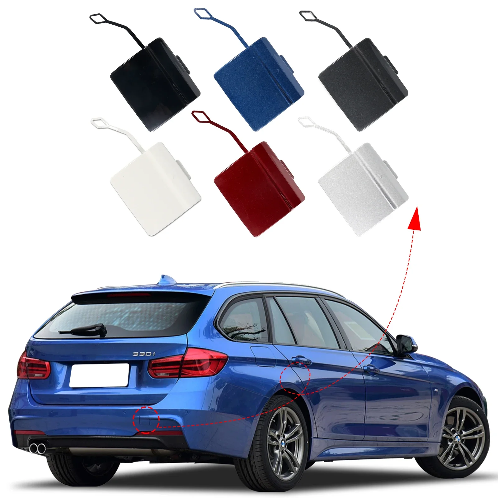 

OLANGDA Rear Bumper Tow Hook Cover Cap Eye For BMW 3 Series F30 M-Sport 320i 330i 340i 335i 2013-2018 51128056615 Towing Eye Cap