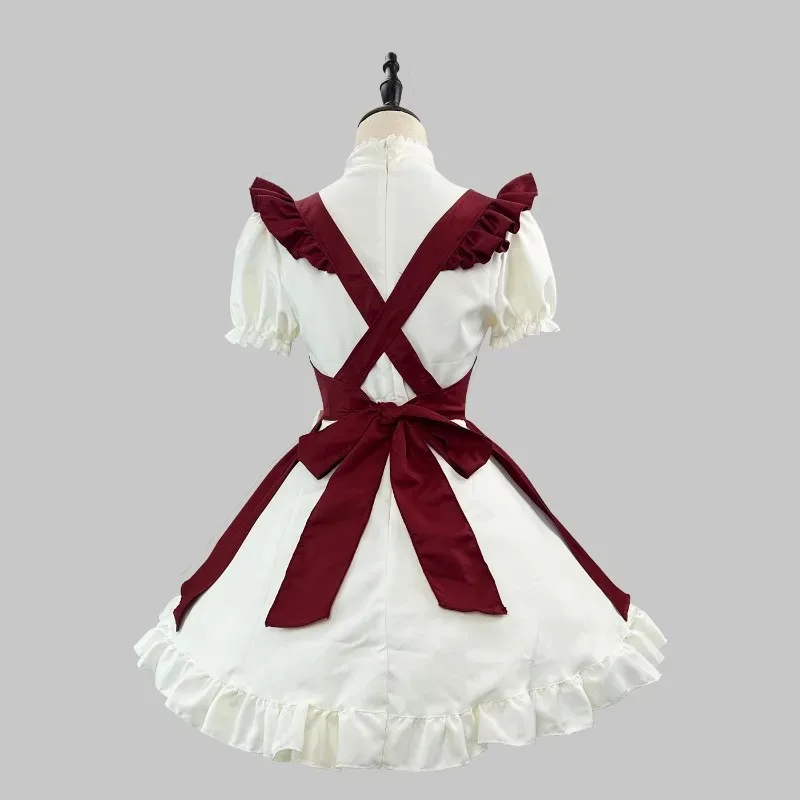 S-5XL Cute Christmas Lolita Maid Dress Role Playing Claret Dress Suitable for Maid Halloween Maid Party Costumes
