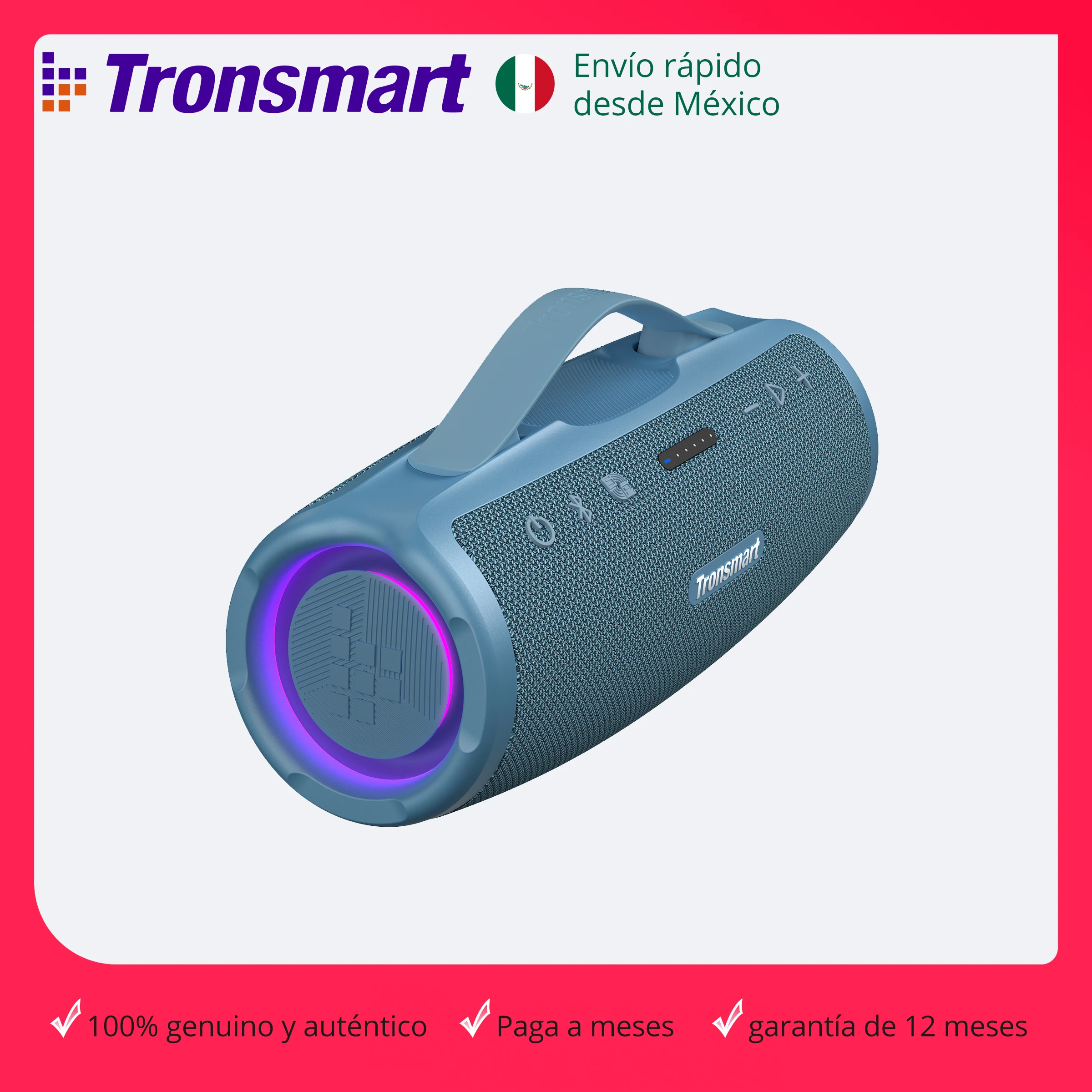 Tronsmart Bocina Mirtune S100 Bocina Bluetooth Portátil de 50 W con IPX7 resistente al agua, control de aplicaciones, powerbank incorporado y mango retráctil