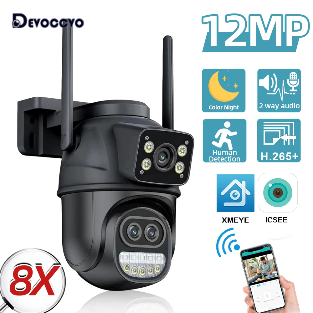 ICSEE 4K Dual Lens Wifi IP Camera Outdoor Auto Tracking PTZ Wireless CCTV sistema di telecamere di sorveglianza di sicurezza visione notturna a colori