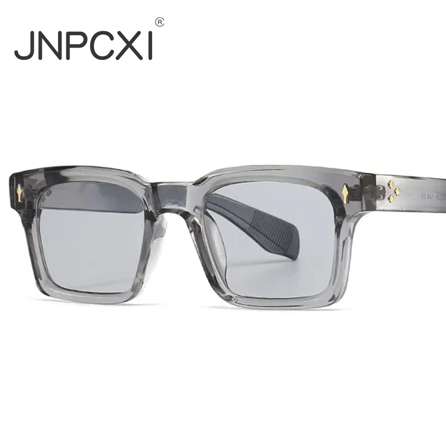 JNPCXI Fashion Square Rivets Gradient Gray Sunglasses Men Shades Vintage Trending Women Sun Glasses UV400