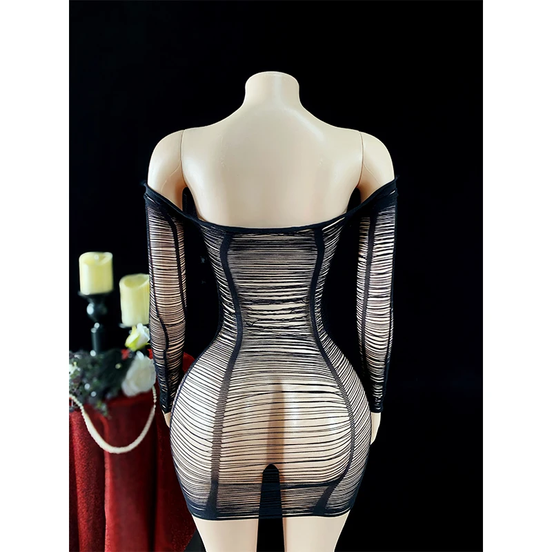 Hollow Out Fishnet Beach Cover Up Bodycon Dress, Sheer Mesh Festival Swimwear for Women Summer image 5