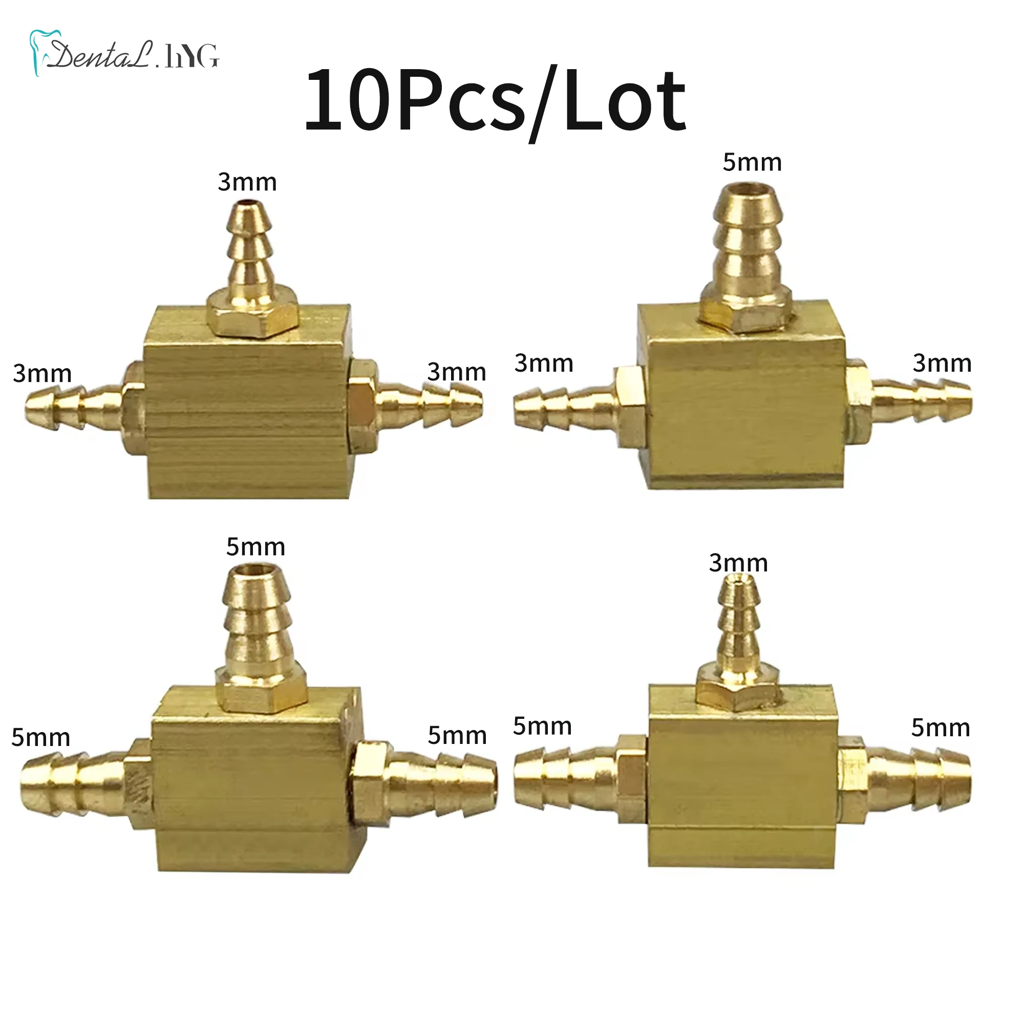 10PCS Dental 3 WAY Adaptor Copper Connectors Valve Air Water Valve Three Accept Valve Dental Chair Unit Spare Part Acessories