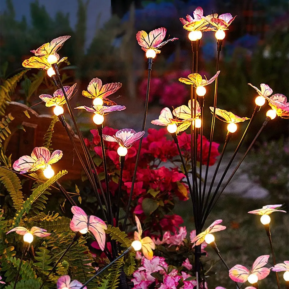 6/9 Head Butterfly Solar Garden Lights 8 Light Modes Waterproof Flower Solar Lawn Lights LED Lights Realistic
