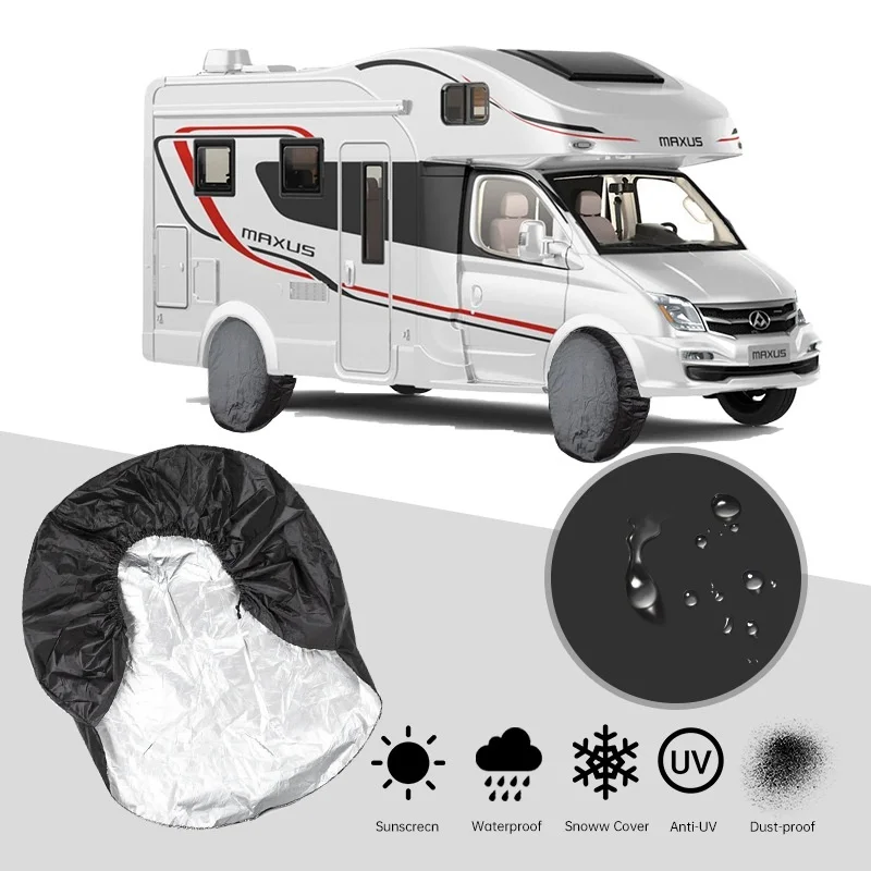 4pcs RV Tire Cover Car Tire Dust Proof Protection Cover Outdoor Tire Sun Cover For Motorhome Caravan Camper Van RV Accessories