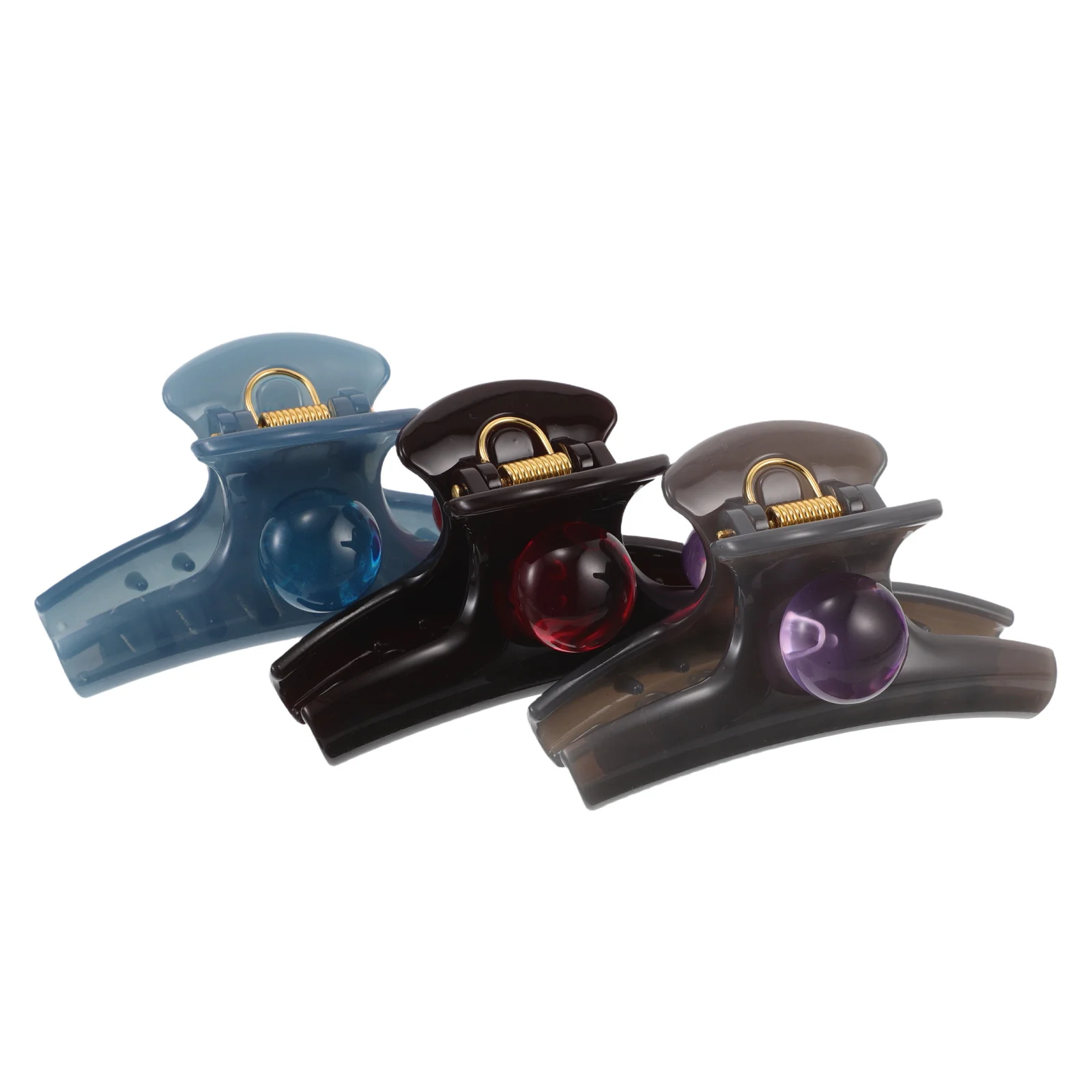 

3pcs Colorful Transparent Claw Clip Set Plastic Jaw Clips For Women Easy-To-Use Bun Holder Non-Slip Hair Accessories For Thick