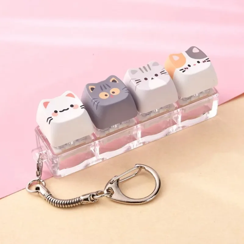 Kawaii Creative Cat Fan Fingertip Keyboard Design Keychain Stress Reducing Pendant Unique Birthday Gift Home Garden Decoration view 5