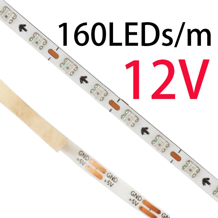 Superdünnes 3 mm WS2812b LED-Streifenlicht, DC 5 V, 12 V, individuell adressierbar, SPI, RGB-Pixel, LED-Band, Traumfarbe, DIY