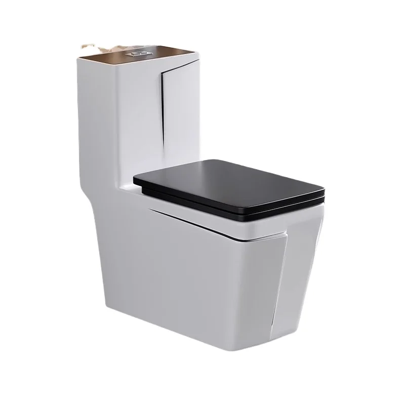 JS-Modern Square Integrated Ceramic Toilet Black Toilet Sanitary Ware WC Toilet Set for Hotel Family Apartments！