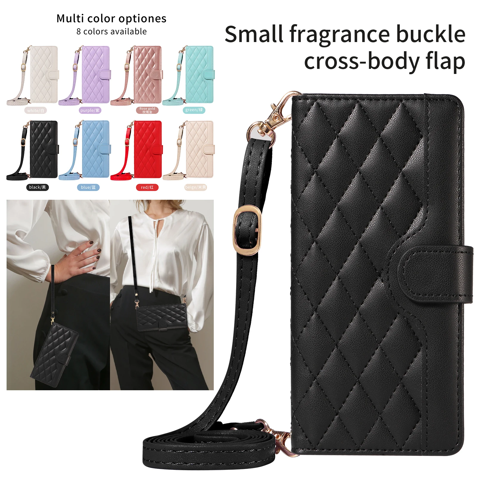 Crossbody Wallet Case For Samsung Galaxy Z Flip 6 5 4 3 Multi 3 Cards Leather Strap Flip Cover For Samsung Galaxy Z Fold 6 5 4 3