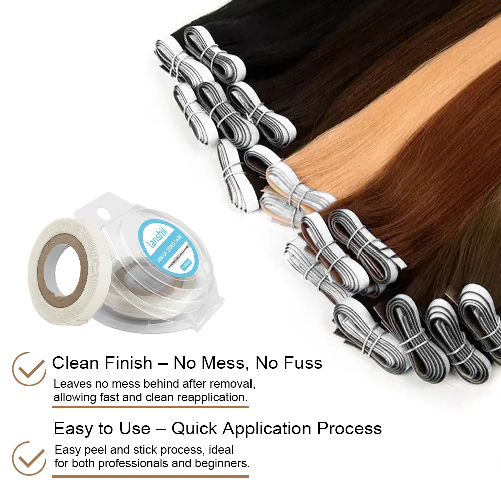 Lanshii Hair Extension Tape Roll – 3Y Single-Sided Adhesive, Invisible, Waterproof & Long-Lasting Replacement Tape view 6
