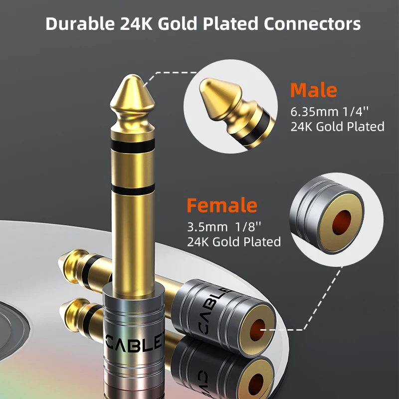 CABLETIME 6.5 مللي متر إلى جاك 3.5 مللي متر ميكروفون وصلات صوت موصل سالب مضخم ضوت سماعات الأذن الصوت 6.35 مللي متر Aux إلى 3.5 مللي متر محول #4