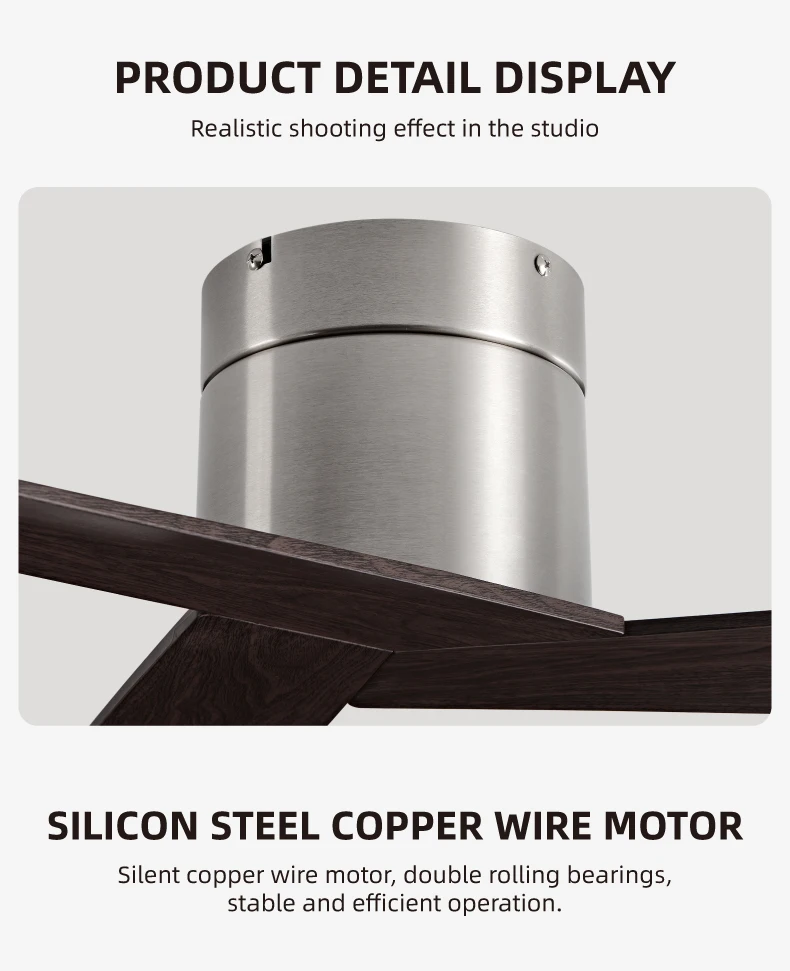 Retro Ceiling Fan for Home – 52-Inch DC Motor, No Light, Remote Control — detail 18