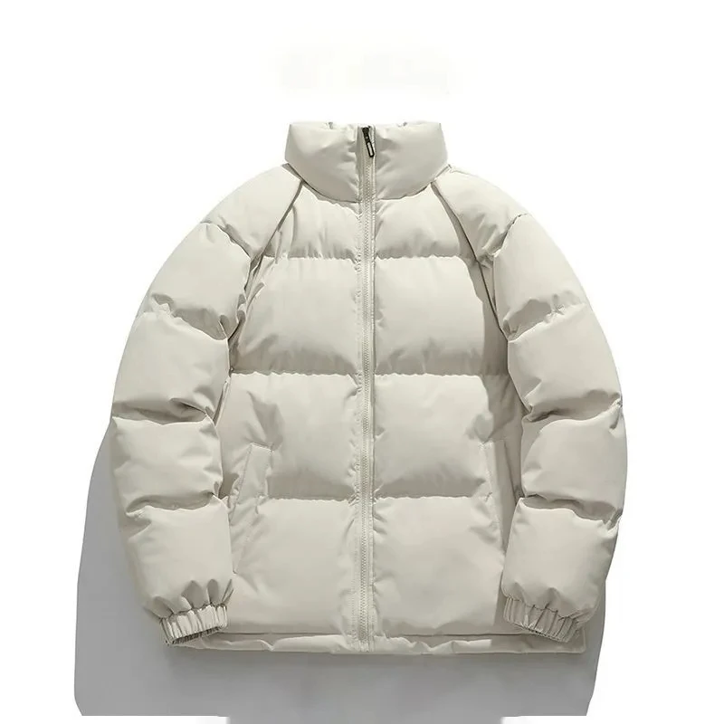 Abrigo de pan informal de color sólido engrosado de invierno con cuello levantado para hombres y mujeres en ropa de algodón de moda