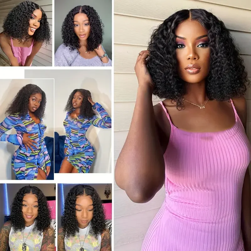 Short Kinky Curly Bob Wig Human Hair Wigs 13x4 HD Transparent Lace Front Wig Raw Indian Virgin Hair Afro Kinky Curly Wig Natural