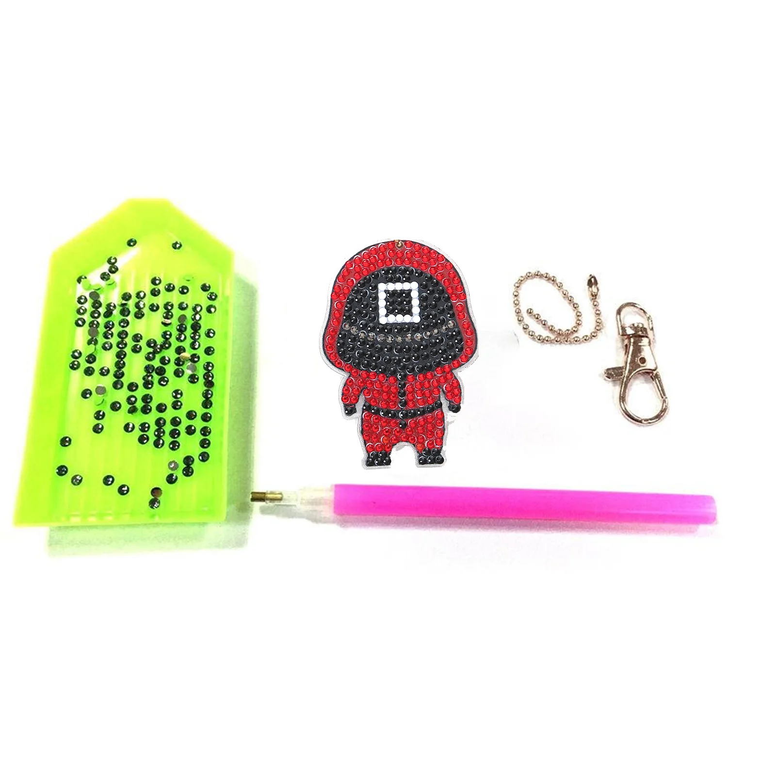 

Red-clad staff member Rhinestone Studded Keychain DIY Cartoon Kids Gift Animal Souvenirs Bag Pendant Decorative Charm