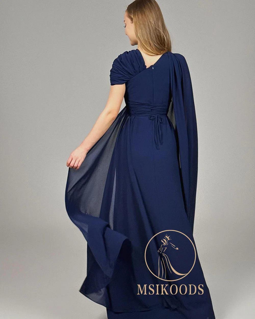 Elegancka Sukienka Wieczorowa Damska Szyfonowa Sukienka na Wesele dla Gościa Jedno Ramię Sukienka dla Matki Panny Młodej Długa Suknia Balowa Szyta na Miarę