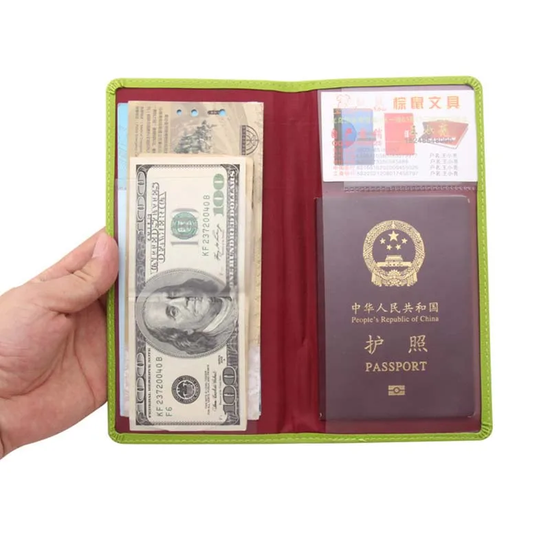 Long section PU Leather Passport Covers Travel Accessories ID Bank Credit Card Bag Men Women Passport Business Holder wallet