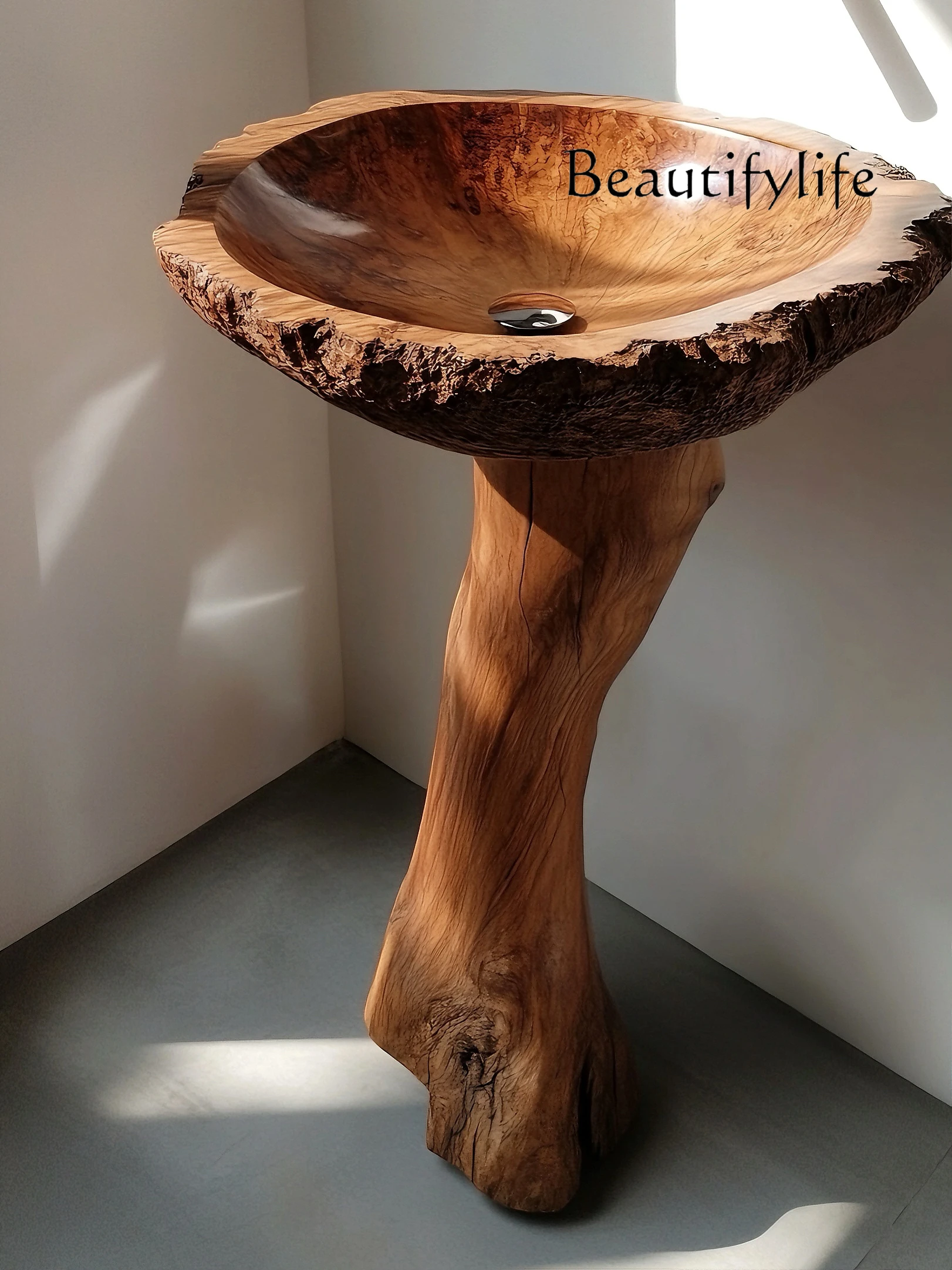 

Wabi Sanfeng old wood wash basin hotel floor-to-ceiling log wash basin