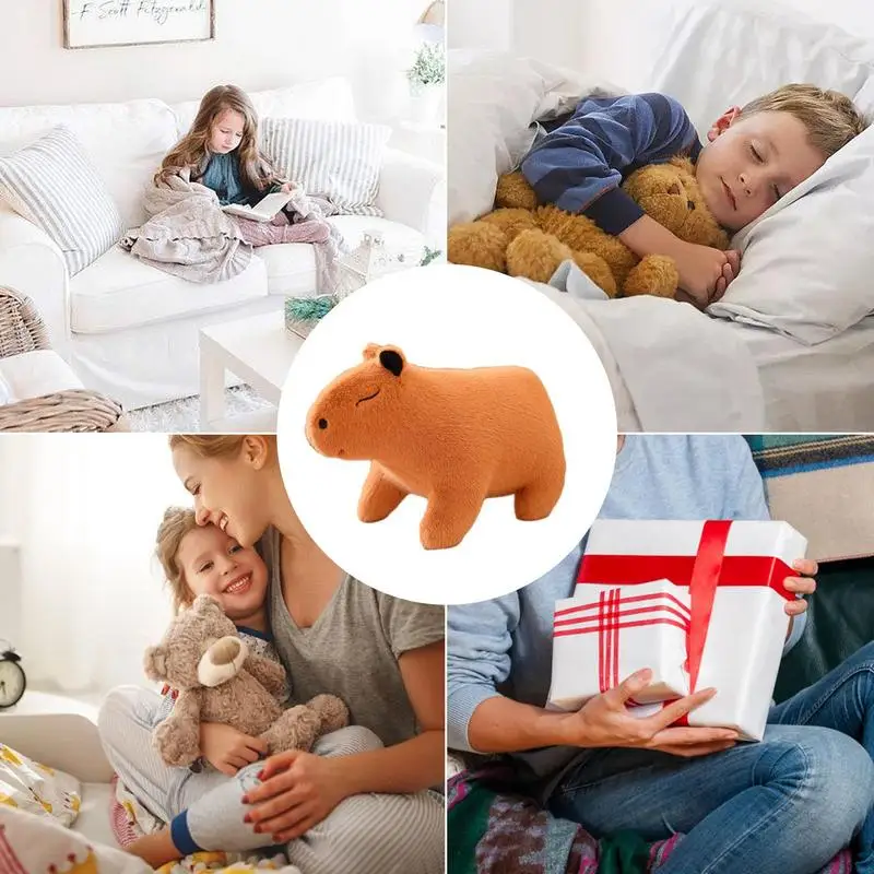 Plush Capybara 10 Inch Capybara Throw Pillow Soft Cozy Sleeping Companion Plushies Toys For Kids Home Car Decoration