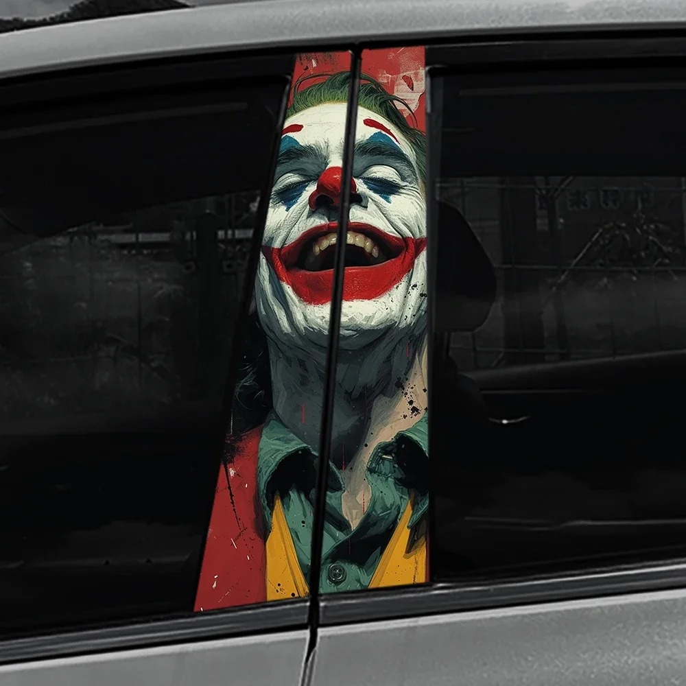 1pc JOKER Laughing Car B-pillar Stickers PET Waterproof Auto Center Pillar Sunscreen Decals Funny Letters Decors