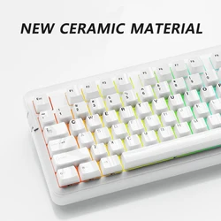 White Ceramic Keycaps 123 Large Full Set Cherry Highly Minimalist White Black 7U Keycaps Ceramic + Plastic Material Keycap Set