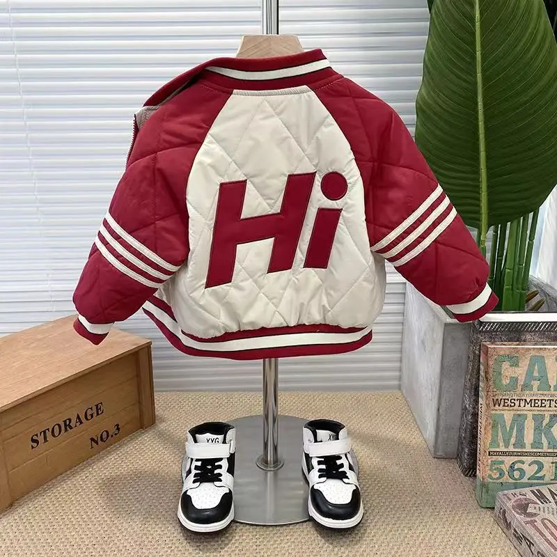 

Kids Boys Cotton Jacket Autumn And Winter 2023 New Boys Winter Cotton Clothing Childrens Thickened Baseball Suit Trend