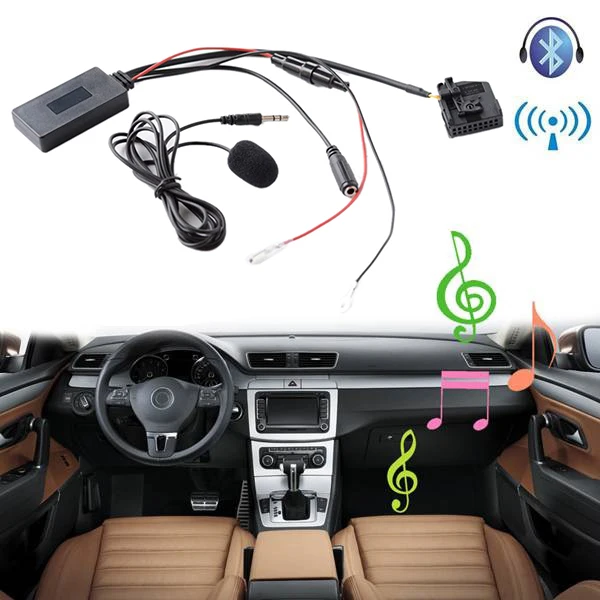 Car Wireless Bluetooth Audio Adapter Handsfree MIC AUX Cable MFD2 RNS2 for 18Pin for Touareg Golf