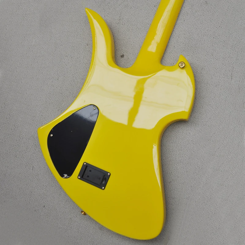 ハート柄イエローエレキギター 赤いハート柄のエレキギター,特別な形,黄色のボディ,高品質,OTGT-2064