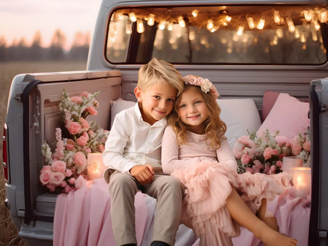 Mehomond Fotografie Hintergrund Valentinstag Boho rosa Blumen Auto Kinder Geburtstag Hochzeit Porträt Dekor Hintergrund Fotostudio