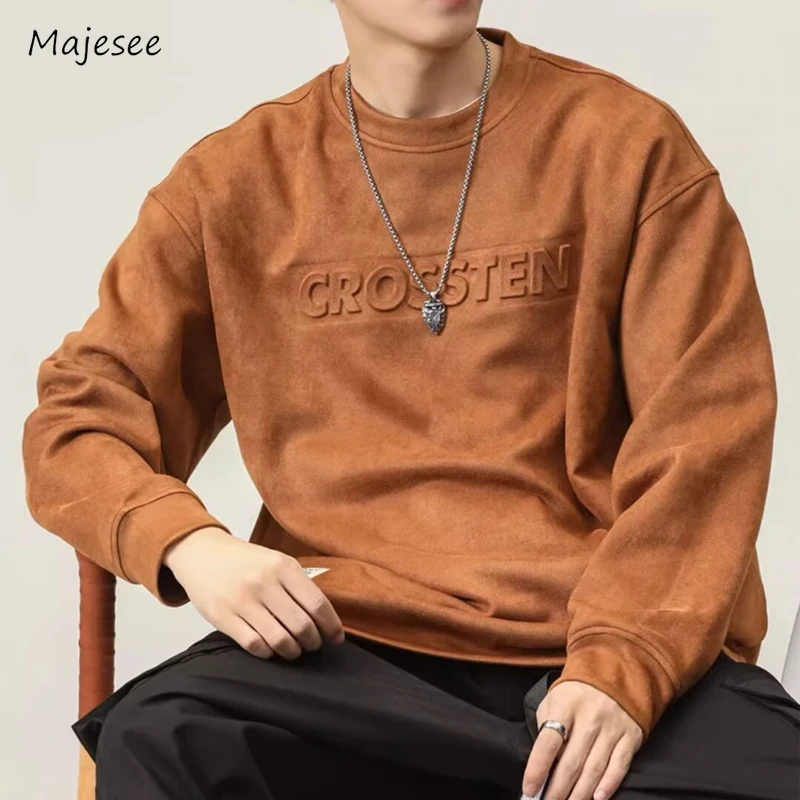 Sweatshirts Men Vintage Letter Design Casual Handsome Cool Personality Japanese Style Versatile Soft Baggy Chic Sudaderas Hombre