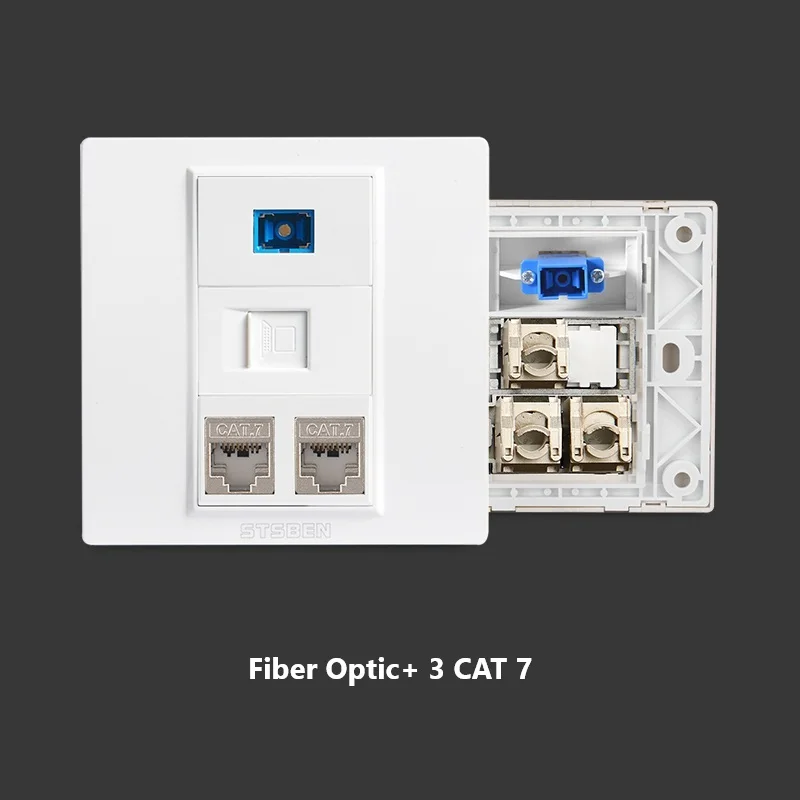3 Port CAT5E CAT6 CAT6A CAT7 CRJ45 Ethernet Module 1 Port Fiber SC Optical Interface Socket 86 Type Wall Panel Sockets