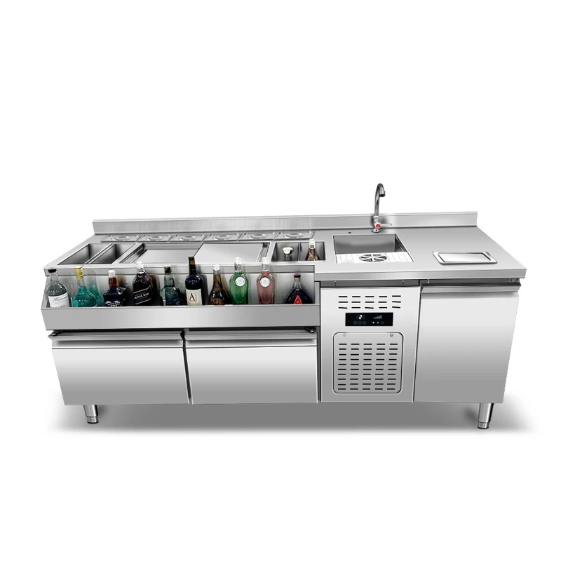 

Bar Stainless Steel Bartending Desk KTV Freezer Refrigerated Display