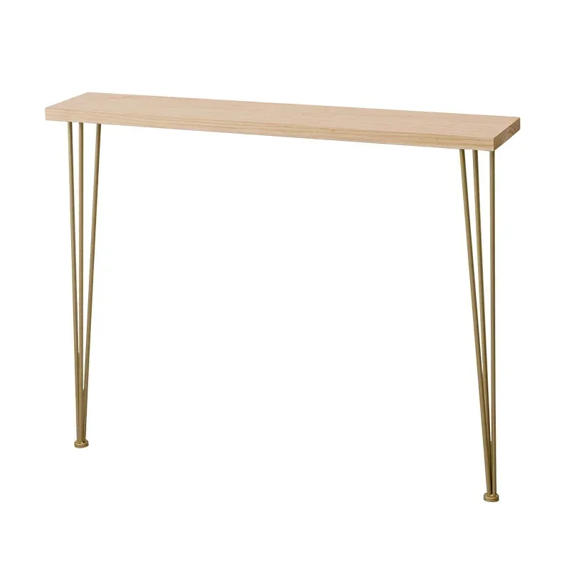 Narrow Wall Storage Rack for Entrance Solid Wood Console Table with Iron Legs Sofa Table Simple Home Furniture for Small Spaces