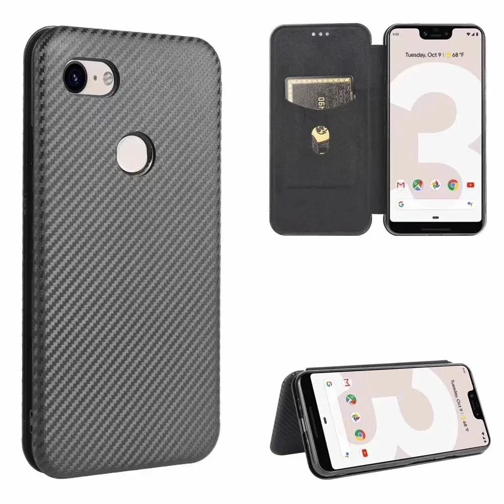Luxury Funda Matte Flip Case for Google Pixel 10 Pro xl 10A 9A 9 8 7 6 7A 8A Lite Shell Carbon Fiber Coque Hard Phone Cover Capa
