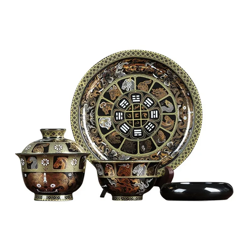 

Bowl, hand-painted Jiugong gossip twelve beast head teacup, a gift for elders, leaders and fathers