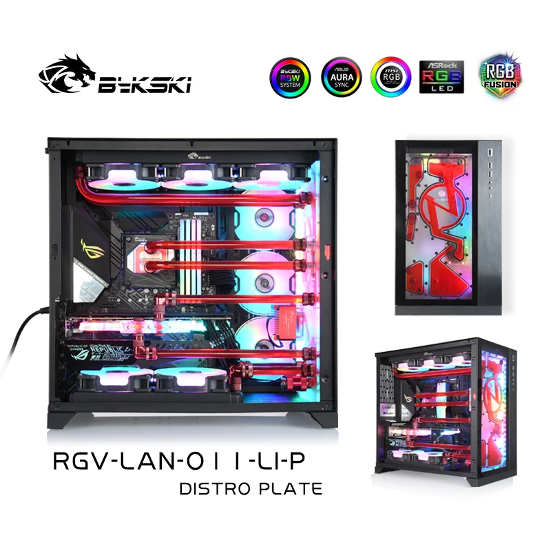 BYKSKI Acrylic Board Water Channel Solution Use for LIAN LI O11 Dynamic Cas / Kit for CPU and GPU Block / Instead Reservoir