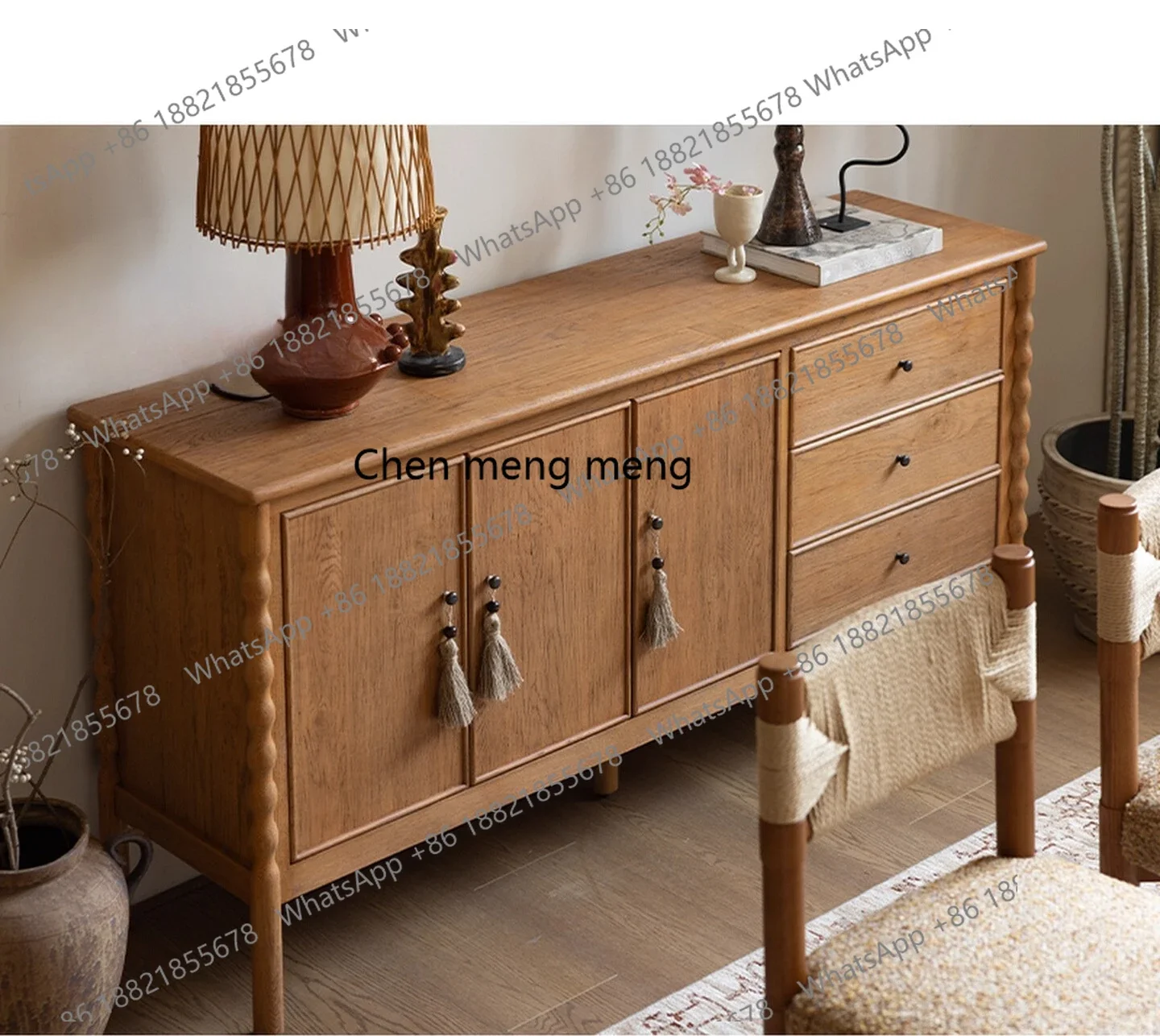 

Persimmon Life Vivian Sideboard Cabinet Solid Wood Vintage French Retro High-end Storage Cabinet