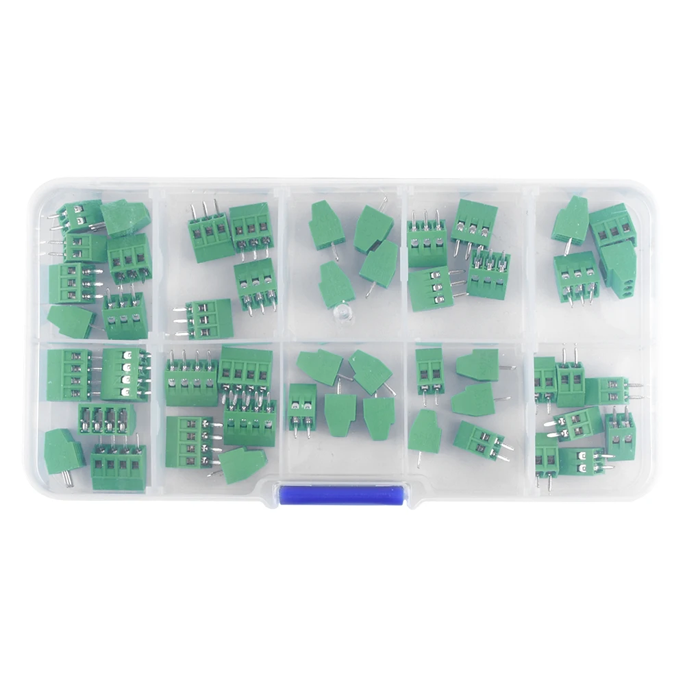 

50PCS 2.54MM Pitch Straight Pin KF128-2P 3P 4P Threaded Screw Terminal Block Connector 10A 300V 24-18AWG