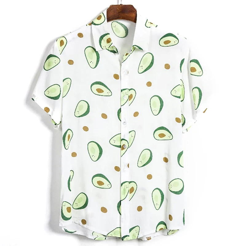 Hawaiian shirt Men's 3D fruit print short sleeved quick drying beach shirt Men's oversized outdoor shirt Men's casual shirt