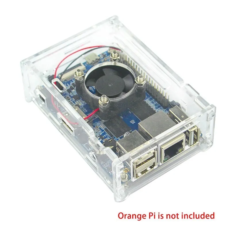 Laranja pi pc mais acrílico caso transparente plástico caixa clara opcional dissipadores de calor ventilador proteger gabinete para laranja pi pc mais