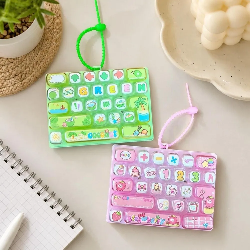 Cartoon 26 Keys Keyboard Keychain Clicker Sound Pressable Keys Keyboard Clicker Keychain Relaxed Portable Sensory Clicker