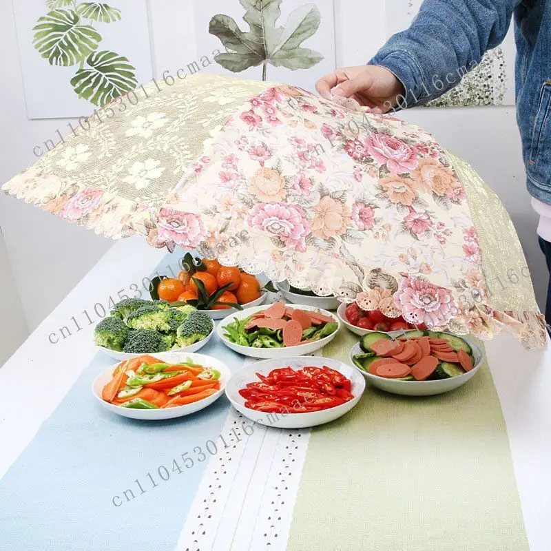 Vegetable New household dining table Rice Foldable leftovers dust cover