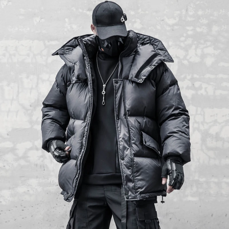 PFNW Niche Heavyweight Thick Hooded Stand Collar Cotton Jacket Men\'s Darkwear Functional Style Loose Winter Cotton-padded Coat